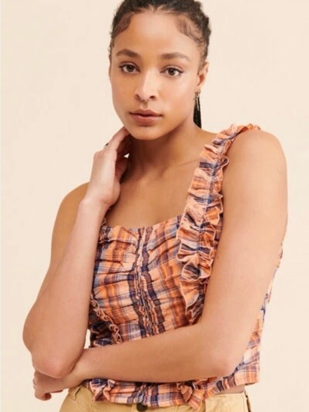 Anthropologie Verb by Pallavi Singhee Ruffled Plaid Tank